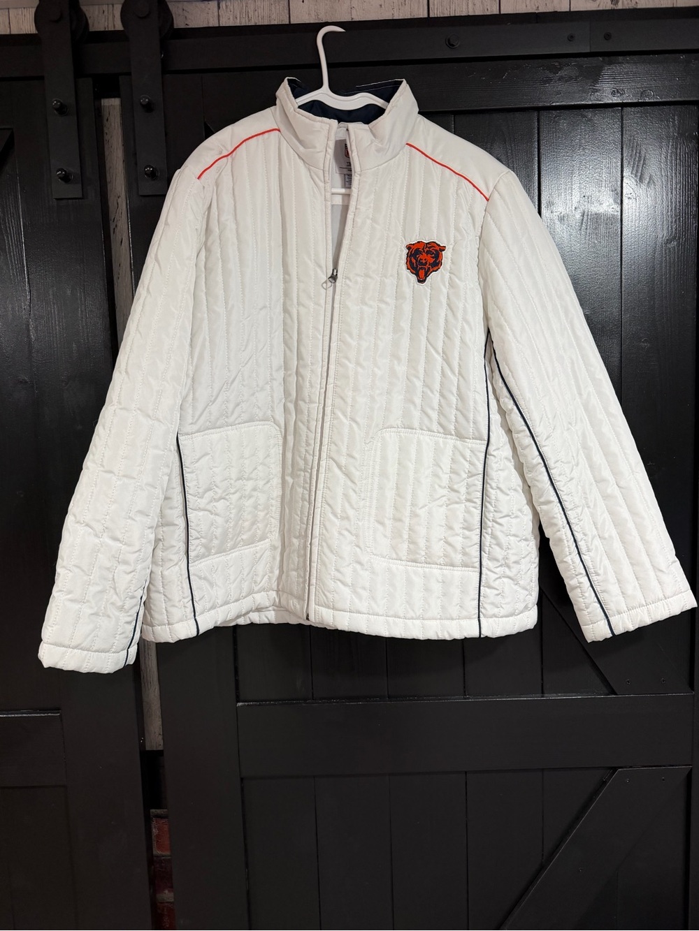 NFL White Quilted Puffer Jacket with Team Patch
